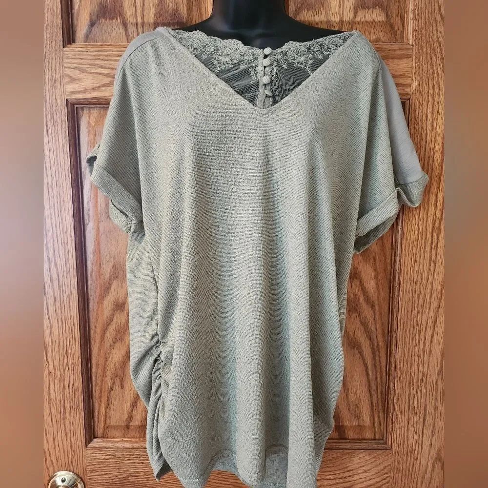 Elegant Lace-Trimmed Top in Sage Green